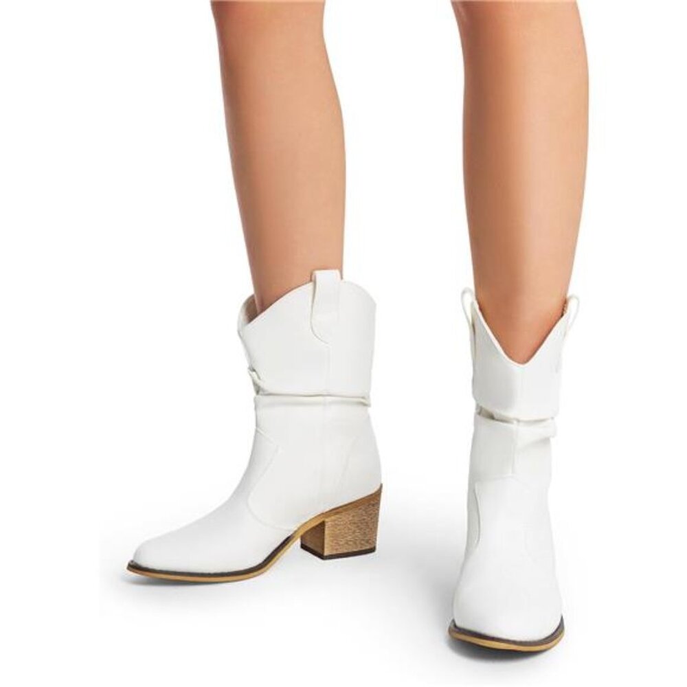 NEW Women's Western Cowboy Boots, Chunky Heel Round Toe Pull-On Cowgirl Boots - Picture 5 of 7